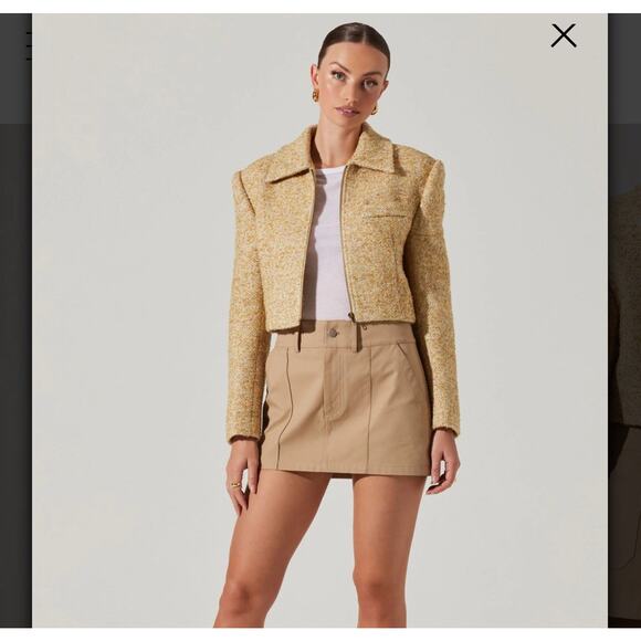 NWT ASTR The Label Lindsay Cropped Jacket YELLOW Sz SMALL $124‎ MSRP - Picture 11 of 11